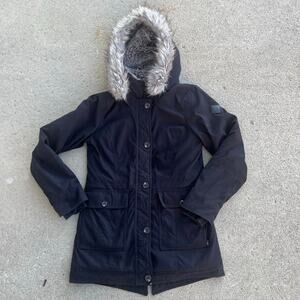 Vintage Y2K Hollister Heritage Collection Fur Lined Hooded Parka Black M EUC